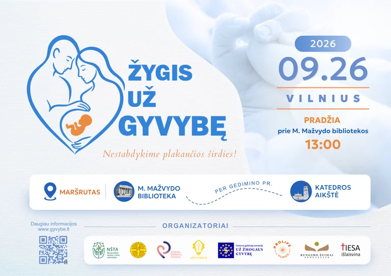 Vilniuje – „Žygis už gyvybę 2026“: maršrutas ir renginio programa