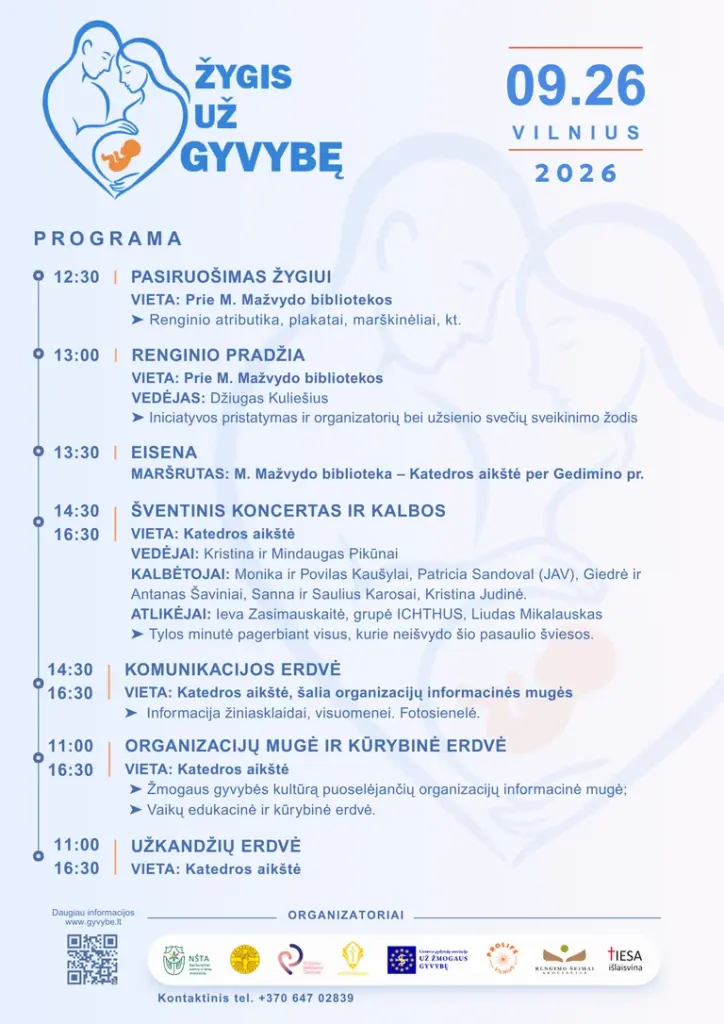 Vilniuje – „Žygis už gyvybę 2026“: maršrutas ir renginio programa