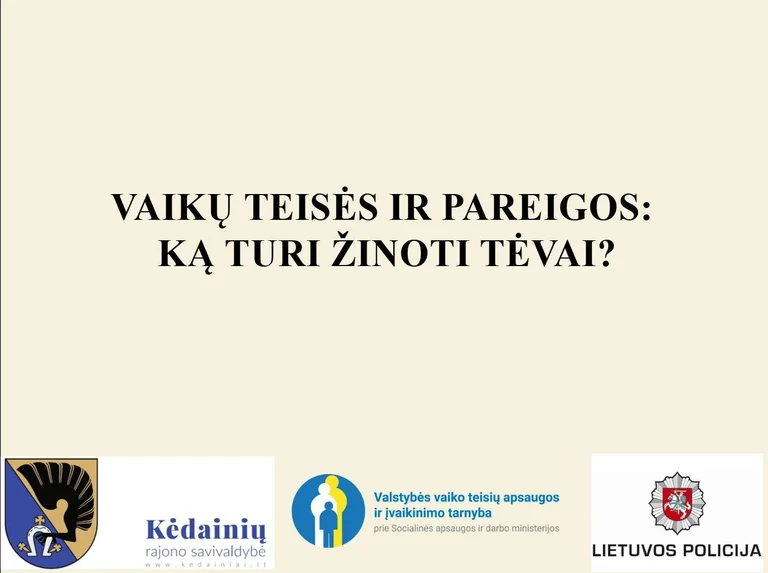 Kėdainių tėvams – paskaitos apie vaikų teises ir saugumą